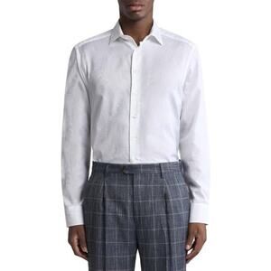ETRO Shirt Men 38/M ITALY Paisley Jacquard White Long Sleeve Button Up